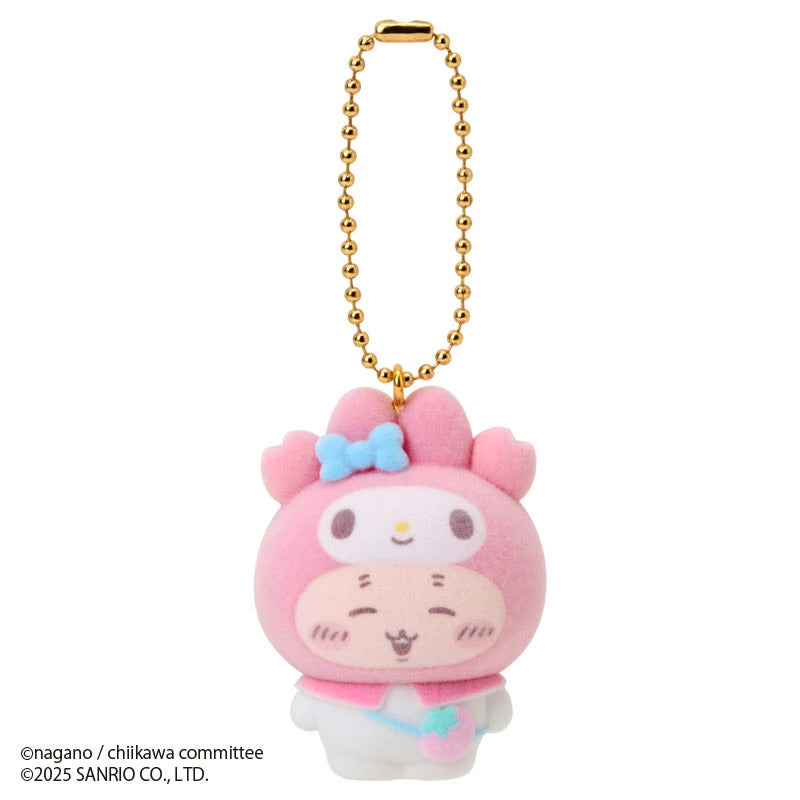 Chiikawa x Sanrio Characters Secret Flocked Mascot Charm Blind Box (All 10 Types) - Random 1 Pack