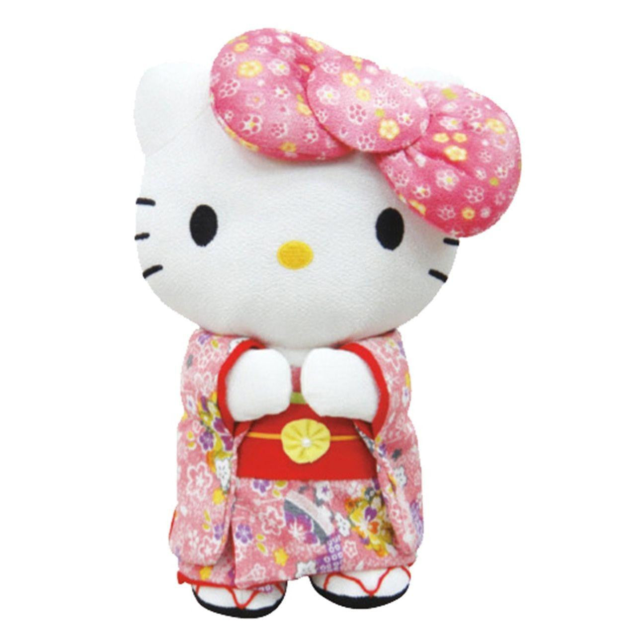 Sanrio | Japanese Kimono Chirimen Big Ribbon Hello Kitty Plush Toy (L) Pink