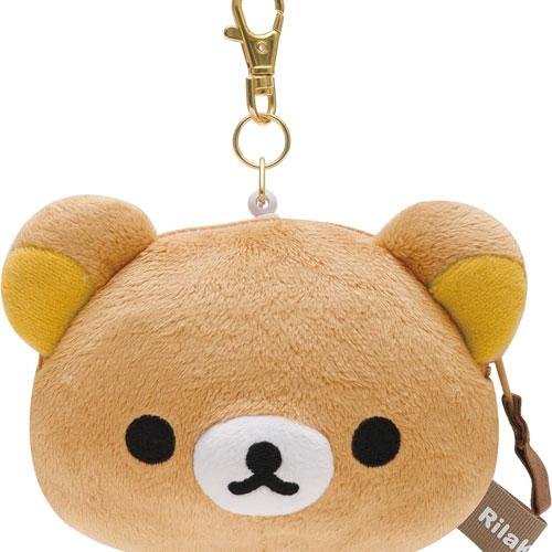 San-X | Rilakkuma Face-Shaped Plush Pass Case with Reel - Rilakkuma PB69201
