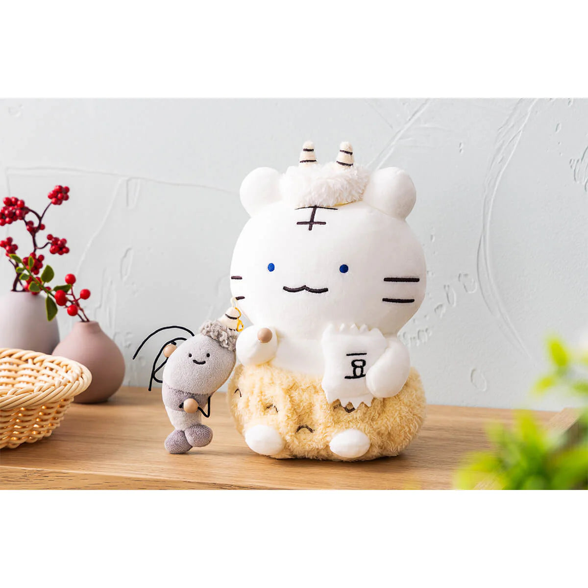 White Tiger and Black Tiger Bean-smaking Plush Toy Set