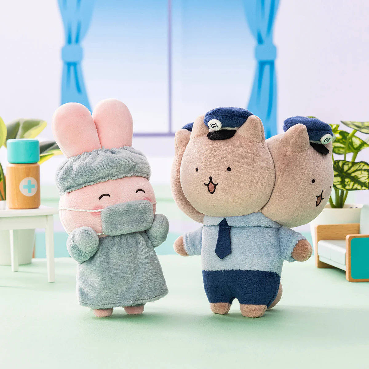 White Tiger and Black Tiger Dr Rabbit Nandemo Hospital Mascot -  Cerberus Dog Policeman