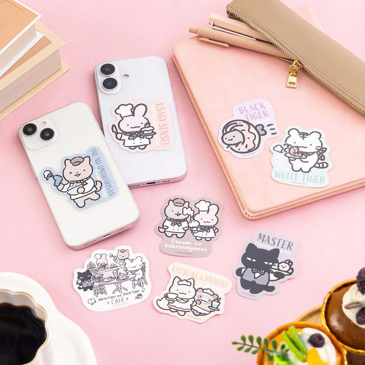 White Tiger & Black Tiger Cafe Smartphone-sized Trading Sticker Blind Box (8 Types)