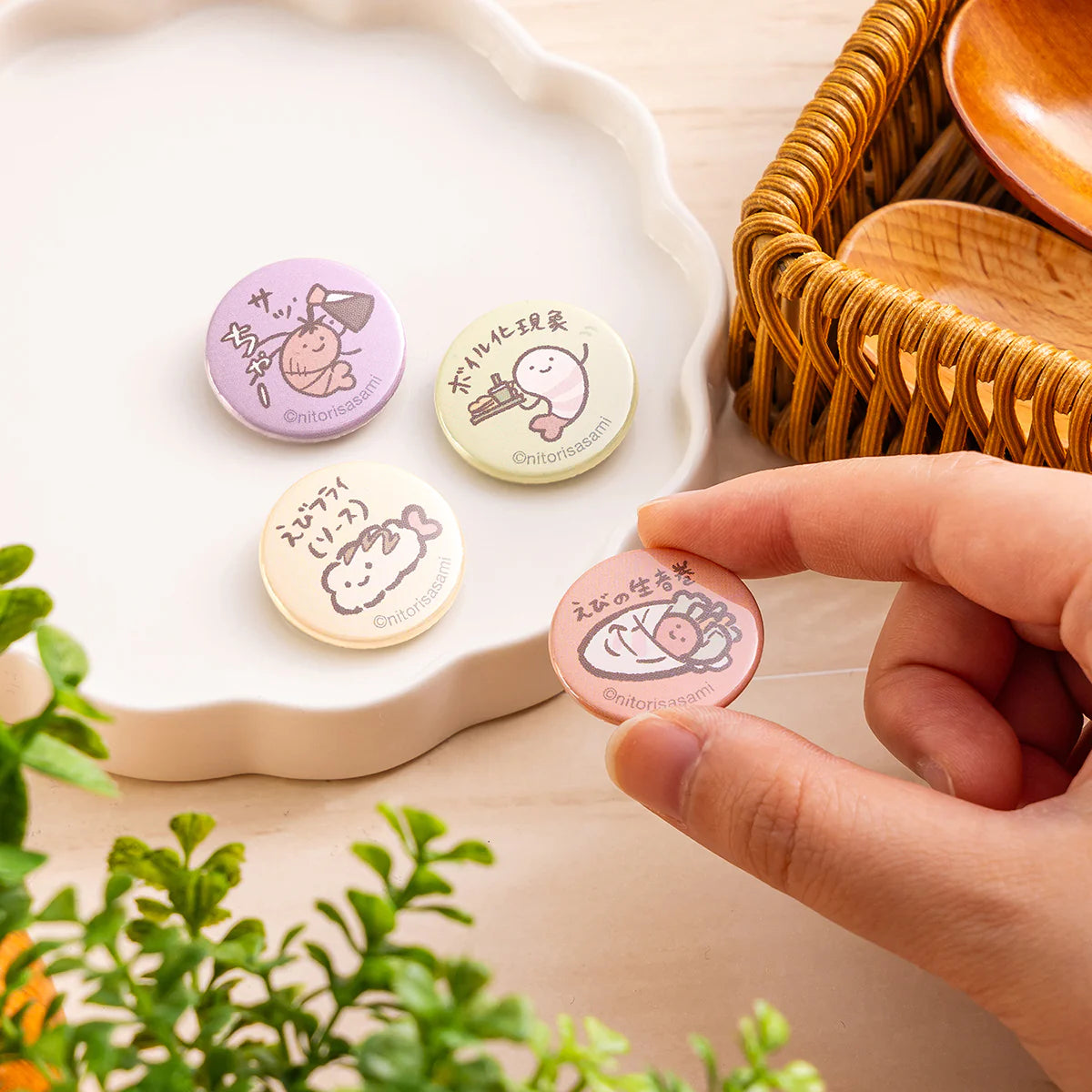 White Tiger and Black Tiger Mini Button Badge Set of 4 (Various Dishes)