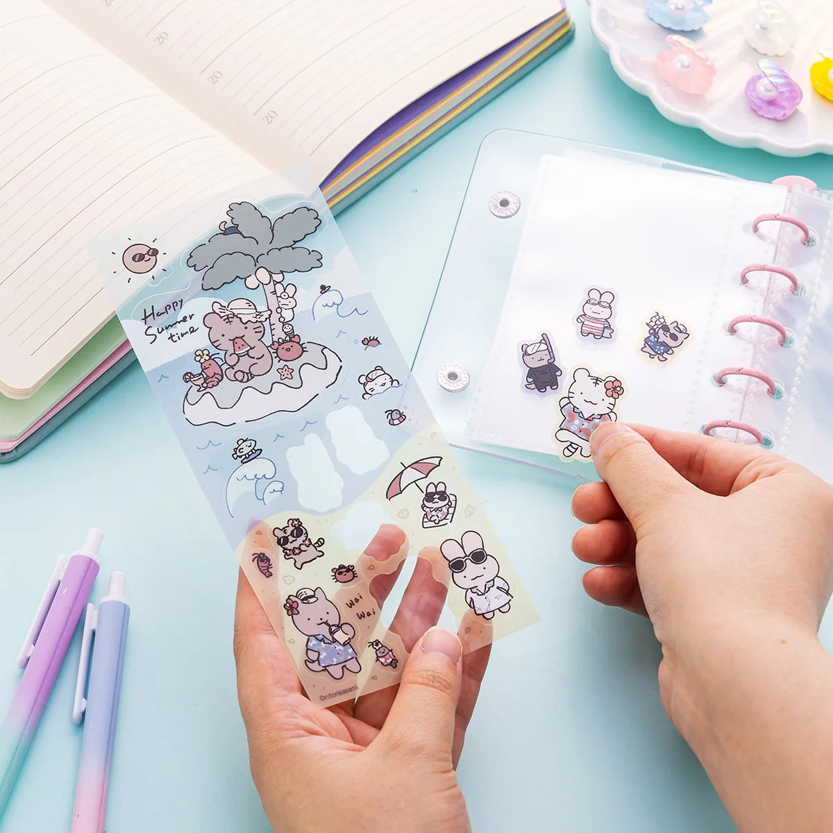 White Tiger and Black Tiger Vacation Themed Clear Stickers