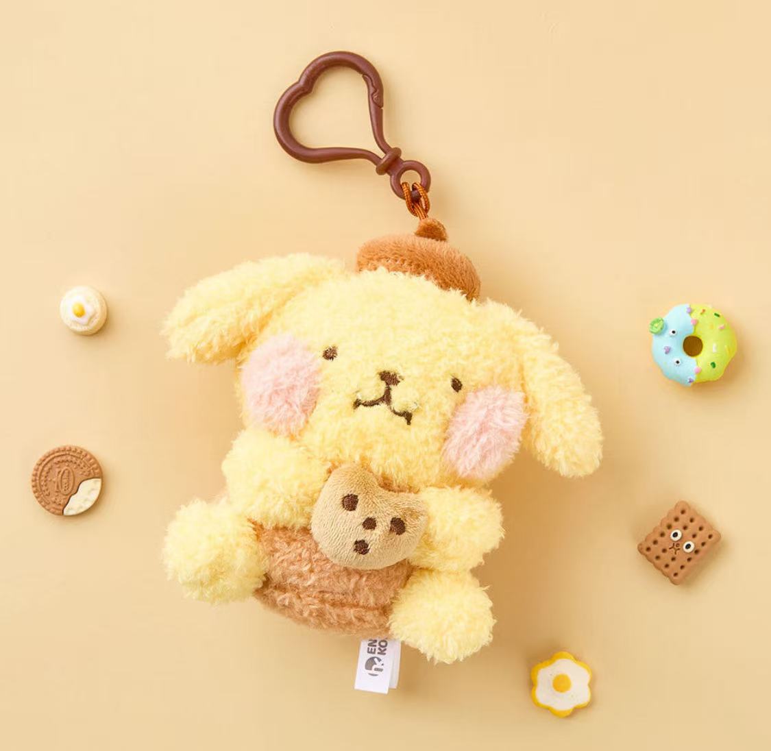 Sanrio Korea | Sanrio Fluffy Curly Hair Biscuit Plush Keychain