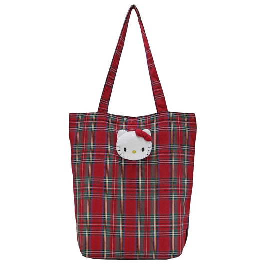 Sanrio | Sanrio Tartan Check Mascot Tote Bag - Hello Kitty