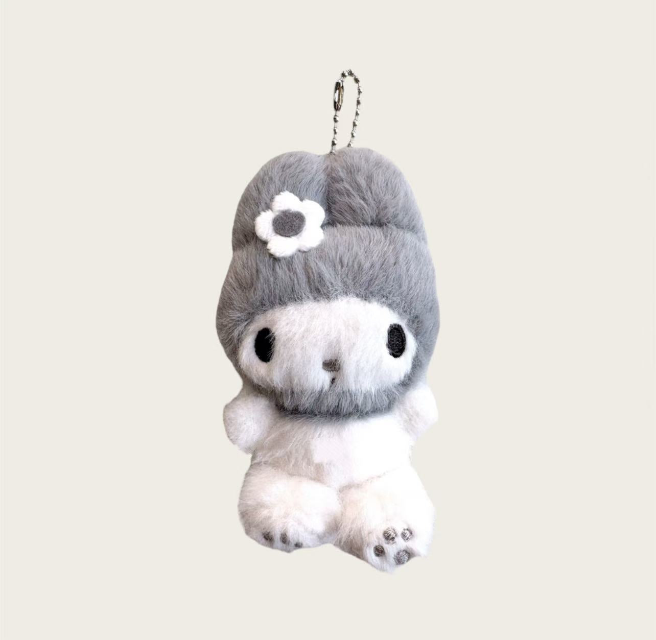 Sanrio Korea | Sanrio Fluffy Grey & White Plush Keychain