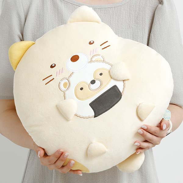 San-X | Sumikko Gurashi Raccoon Round Restaurant Mochi Mochi Hugging Cushion - Cat