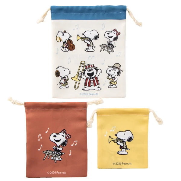PEANUTS | Snoopy Music Party! Series Drawstring Pouch Set (3 Pieces)