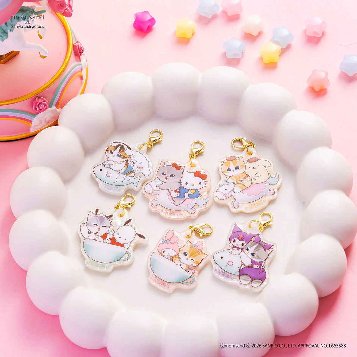 Mofusand | Mofusand x Sanrio Characters Trading Marble Acrylic Charm Blind Box (6 Types)