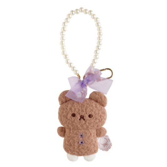 San-X | Sugarcocomuu Pop Pearl Ribbon Hanging Plush Toy - Cookie Bear (Cocao)
