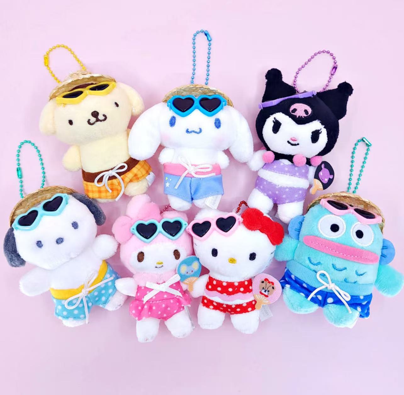 Sanrio Korea | Sanrio Beach Swimwear Plush Keychain