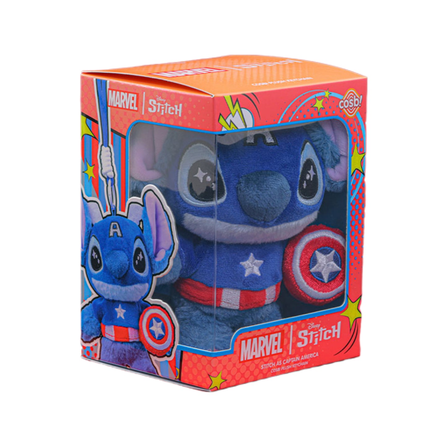 Disney JP | Hot Toys 25th Anniversary | Stitch Cosplay Marvel Characters Plush Keychain - Captain America