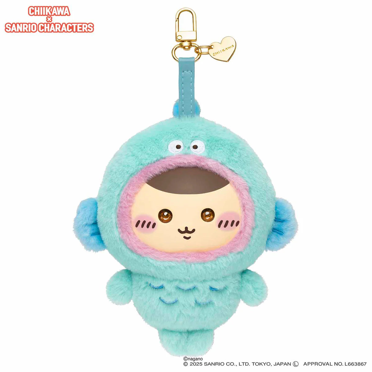 Chiikawa x Sanrio Characters Kiramekko Mascot Holder (Kurimanju × Hangyodon)