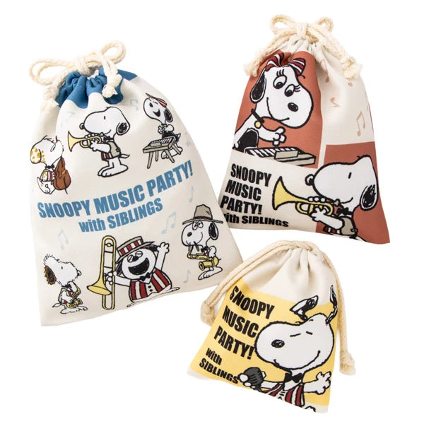 PEANUTS | Snoopy Music Party! Series Drawstring Pouch Set (3 Pieces)