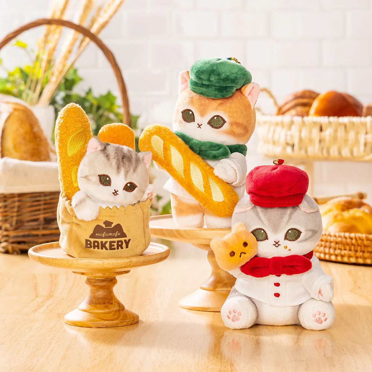 Mofusand | Mofusand Bakery Baker Cat Mascot Keychain - Brown & White