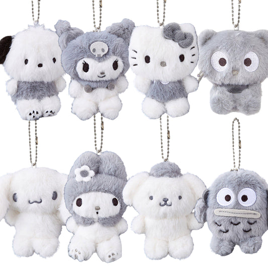 Sanrio Korea | Sanrio Fluffy Grey & White Plush Keychain