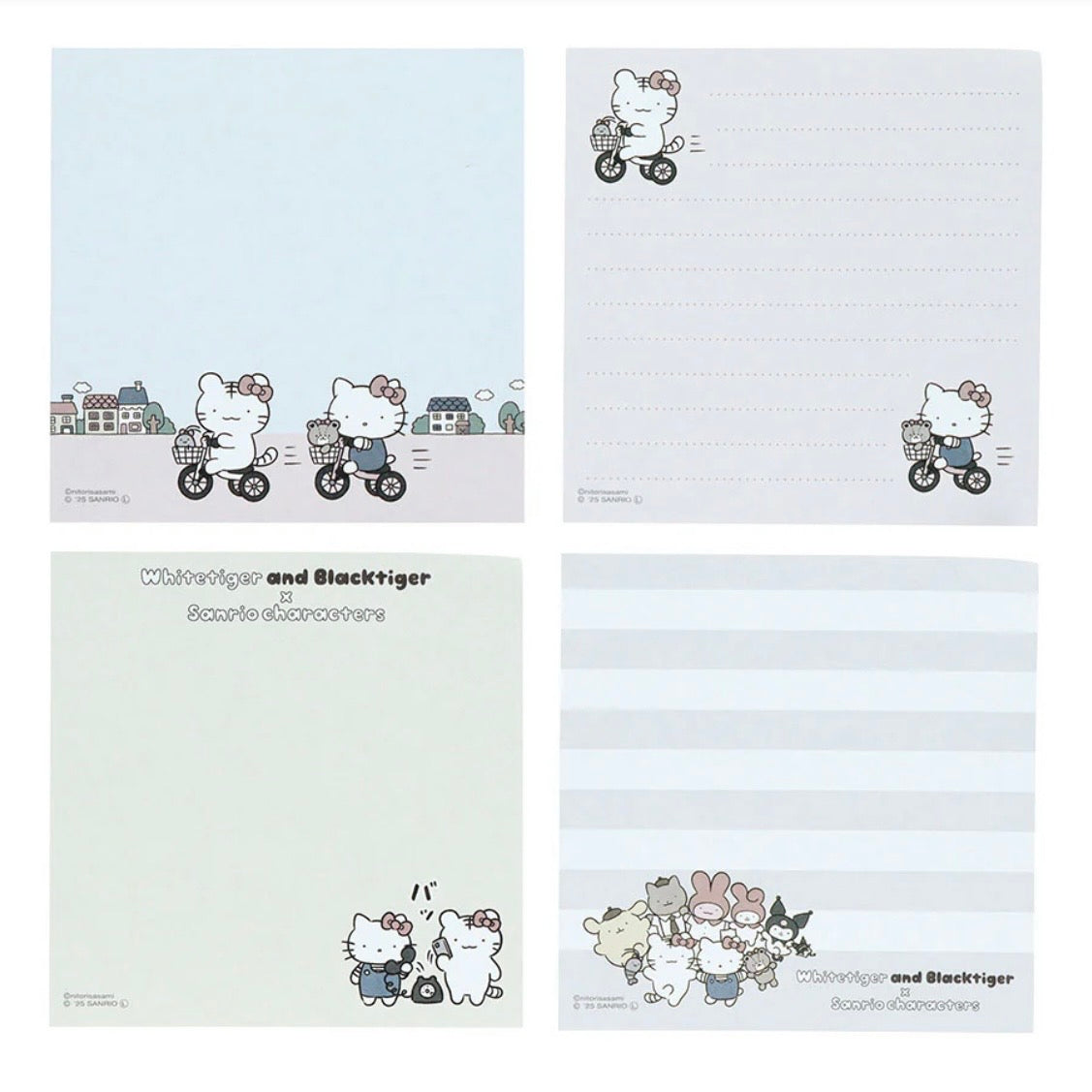 White Tiger and Black Tiger × Sanrio Characters Square Memo Pad - Hello Kitty