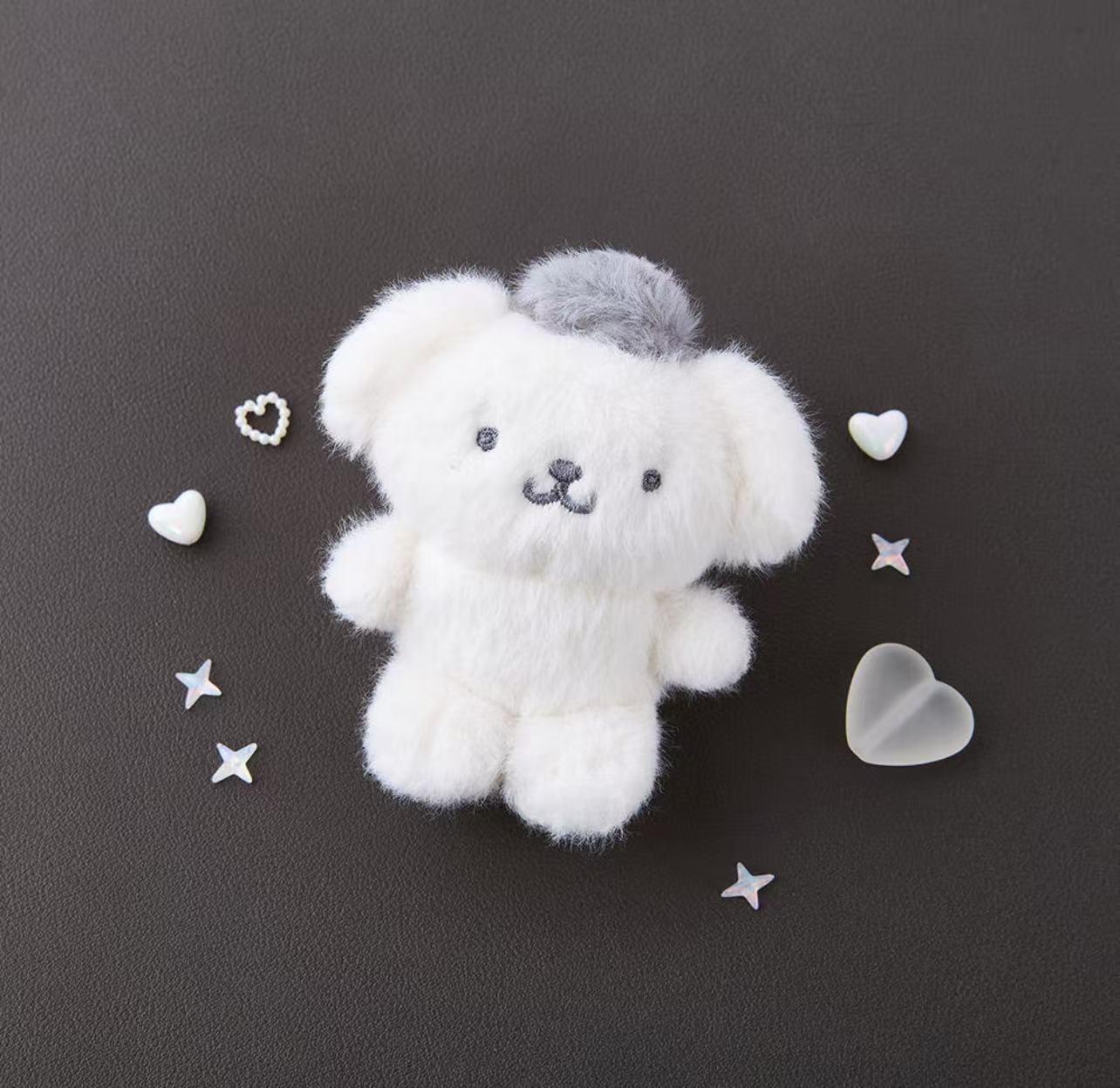 Sanrio Korea | Sanrio Fluffy Grey & White Plush Keychain