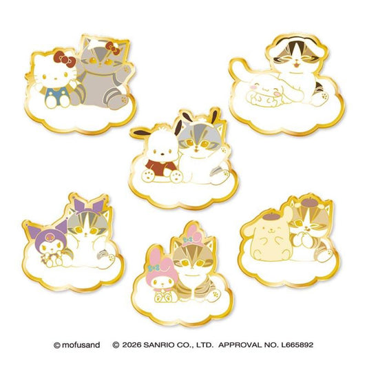 Mofusand | Mofusand x Sanrio Characters Trading Metal Badge Blind Box (6 Types)