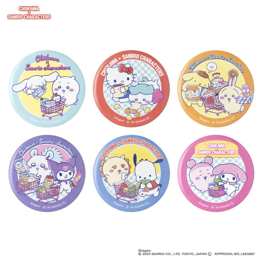 Chiikawa × Sanrio Characters Trading Supermarket Can Badge Blind Box (All 6 Types)
