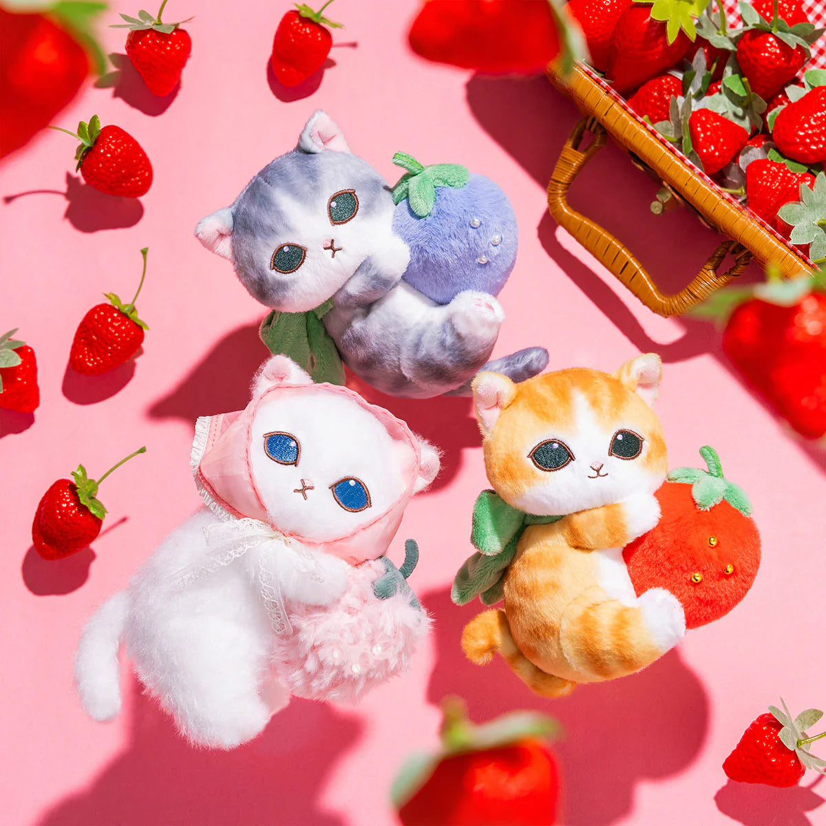 Mofusand | Mofusand MERCI STRAWBERRY Mascot Keychain - White Cat