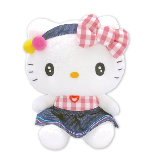 Sanrio | Gingham Denim Plush Toy S - Hello Kitty