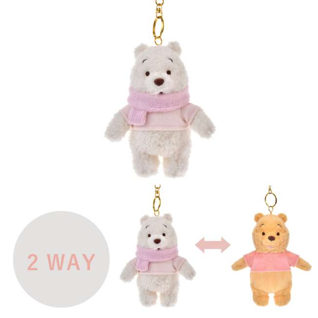 Disney Store JP | WHITE POOH Reversible Plush Keychain - Winnie the Pooh
