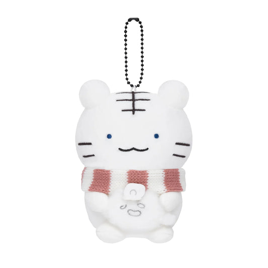 White Tiger and Black Tiger Good Friends Snow Play Plush Mascot Keychain - White Tiger