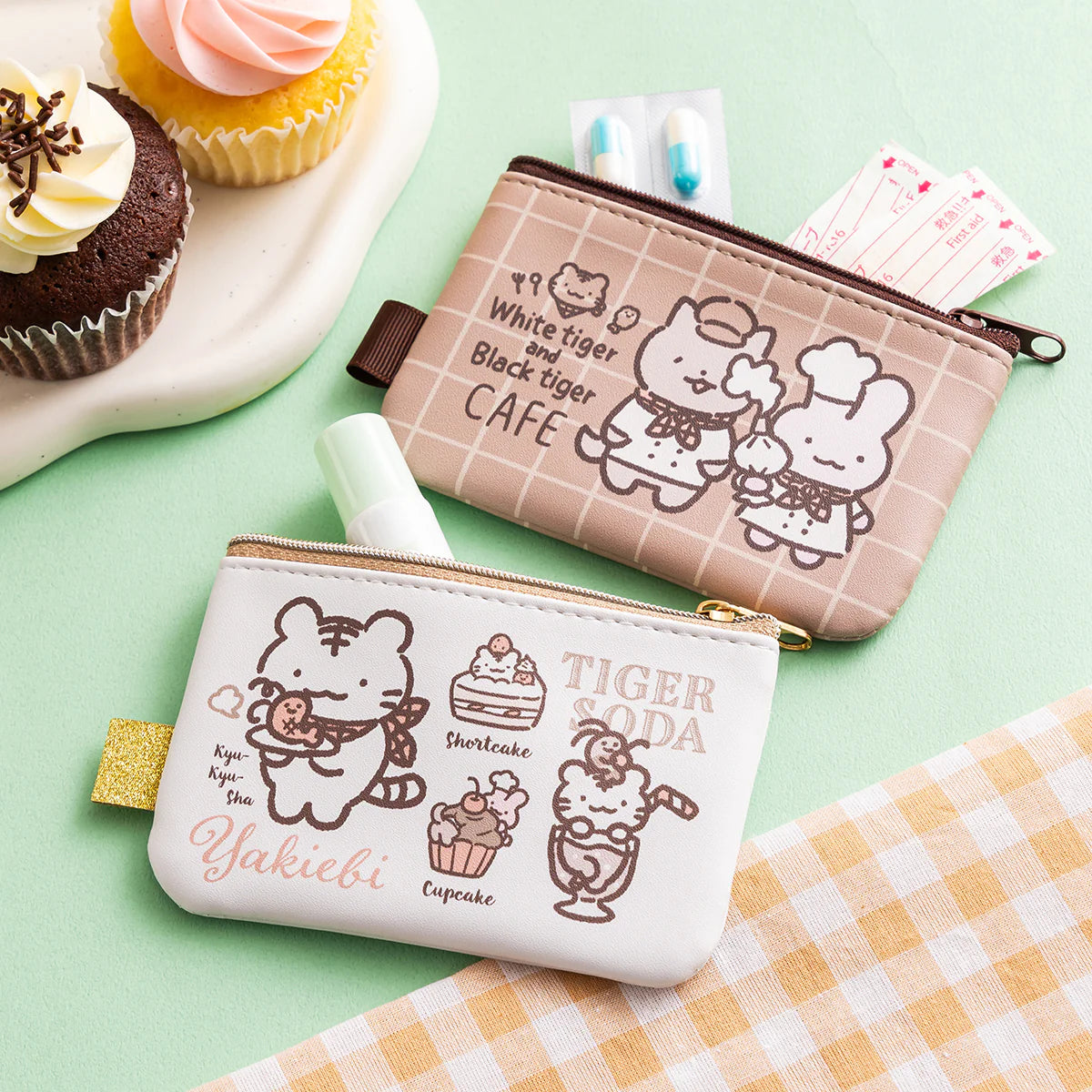 White Tiger & Black Tiger Cafe Two-Piece Pouch Set of 2