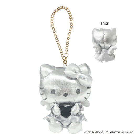 Sanrio | Hello Kitty Monochrome Black& Grey Collection | Hello Kitty Angel Mascot Bag Charm - Silver