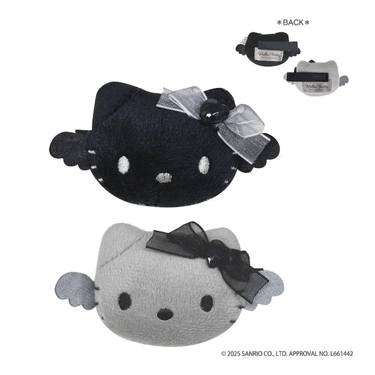 Sanrio | Hello Kitty Monochrome Black& Grey Collection | Hello Kitty Angel Plush Hair Clip - Set of 2