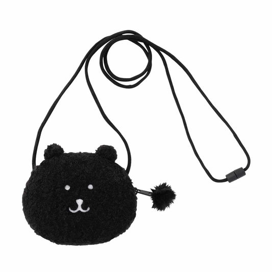 Nagano | Nagano Characters Nagano's Bear BLACK Fluffy Neck Pouch