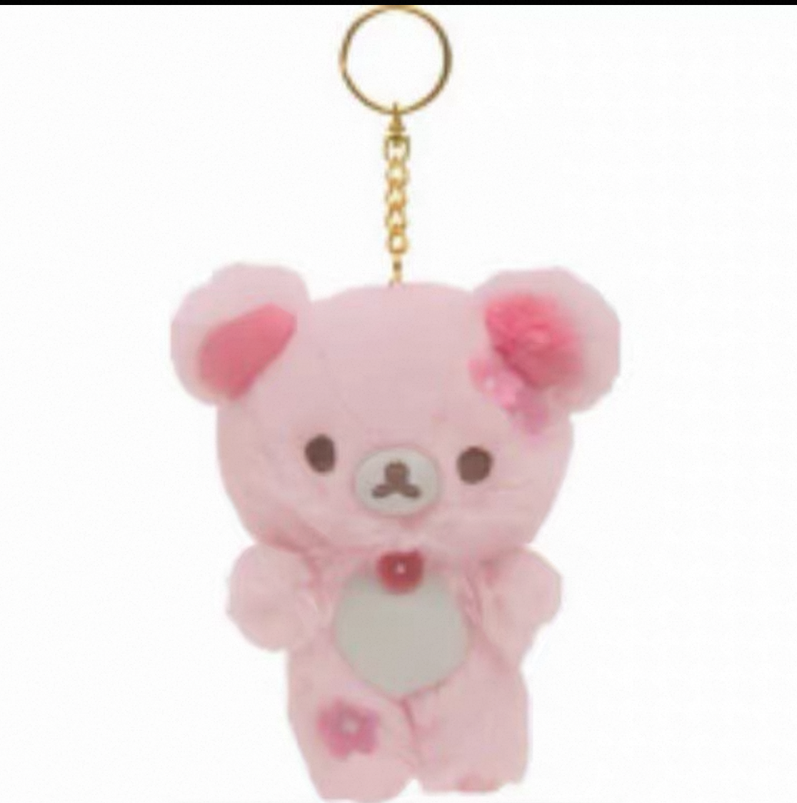 San-X | Rilakkuma Cherry Blossom Series Fluffy Hanging Plush Toy - Korilakkuma