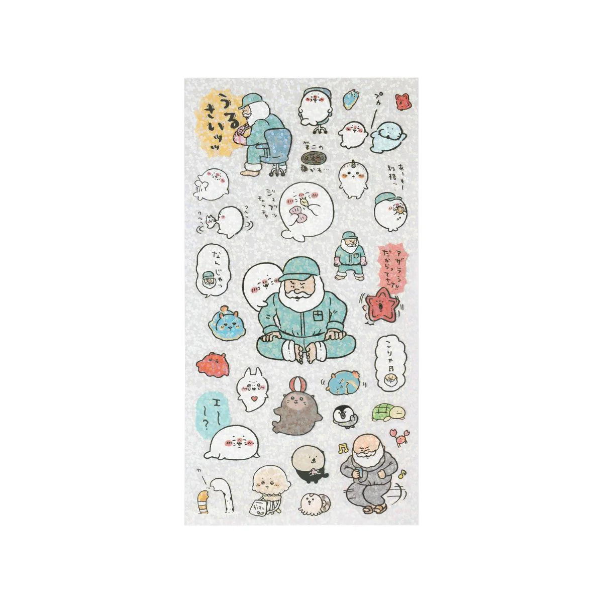Nagano | Nagano Characters Grandpa And Seal Sparkly Clear Sticker
