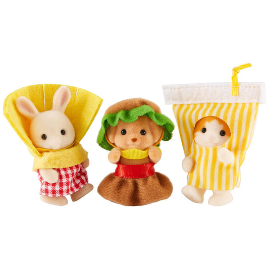 Sylvanian Families | Baby Trio Set - Hamburger  Doll Figure