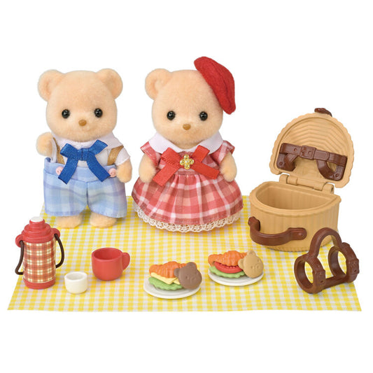 Sylvanian Families | Baby Set - Biscuit Bear Brothers Picnic Lunch Baby Doll Figure