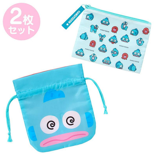 Sanrio | Hangyodon & Bad Badtz-Maru Funny Face Drawstring Pouch Set (2 Pieces) - Hangyodon