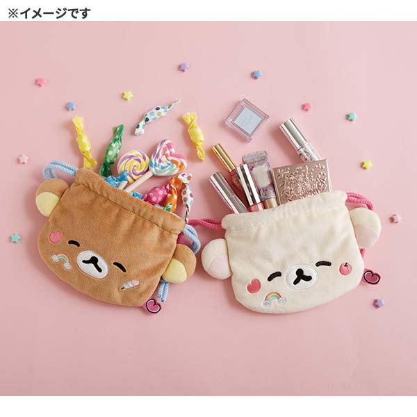 San-X | Rilakkuma Yuru Yuru Poka Poka Plush Drawstring Pouch - Rilakkuma