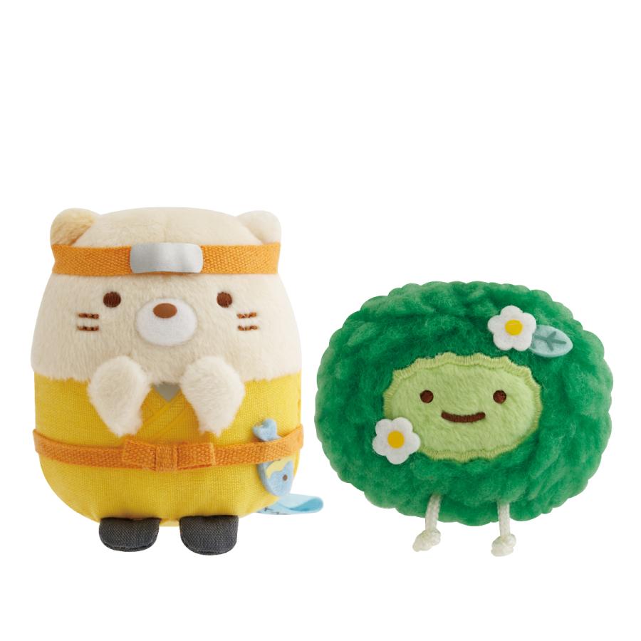 San-X | Sumikko Gurashi Ninja Series Shop Limited  Hand-held Tenori Plush Toy Set (2 Pieces) - Cat & Grass