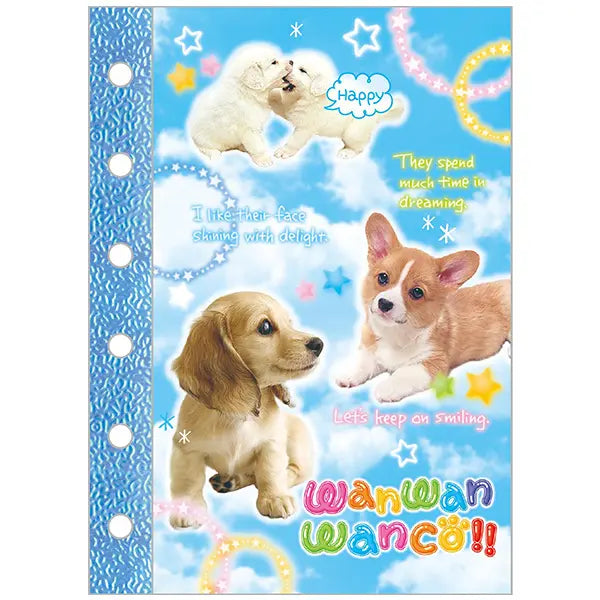 San-X | Heisei Retro Wanwan Wanko 6-hole Sticker Notebook - A