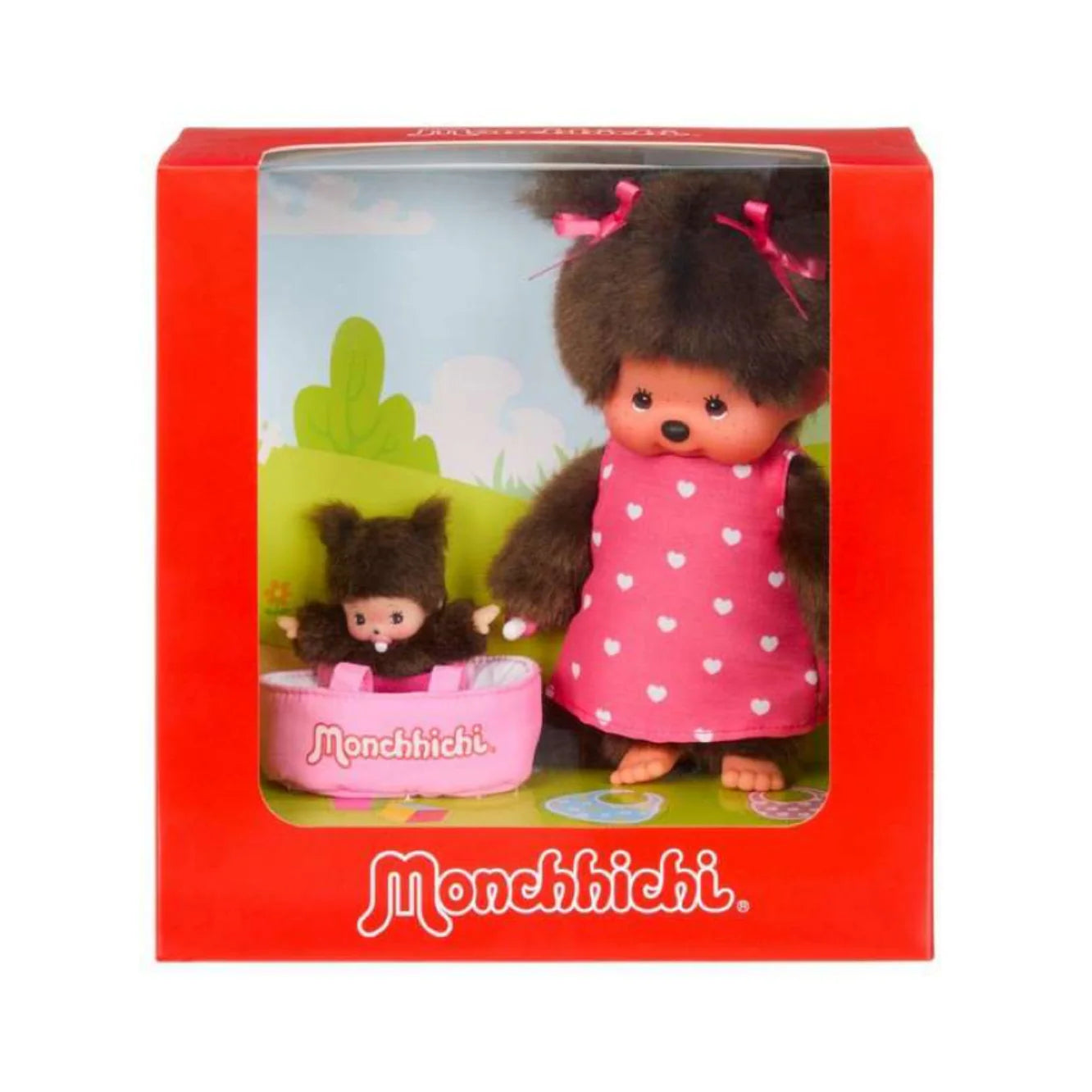 Monchhichi Global | Monchhichi With Bebichhichi In The Cot Plush Toy Set