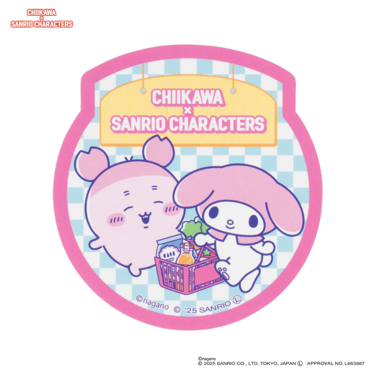 Chiikawa × Sanrio Characters Trading Supermarket Smartphone-sized Stickers (Kani-chan and My Melody)