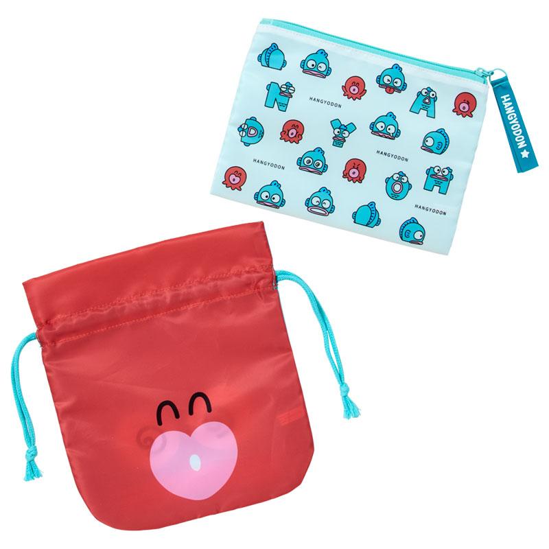 Sanrio | Hangyodon & Bad Badtz-Maru Funny Face Drawstring Pouch Set (2 Pieces) - Hangyodon