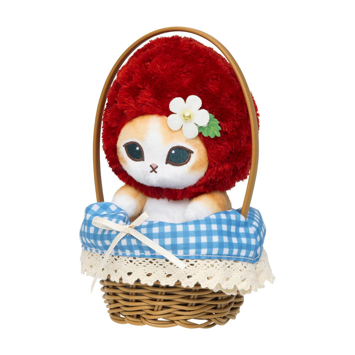 Mofusand | Mofusand MERCI STRAWBERRY Basket Plush Toy - Red