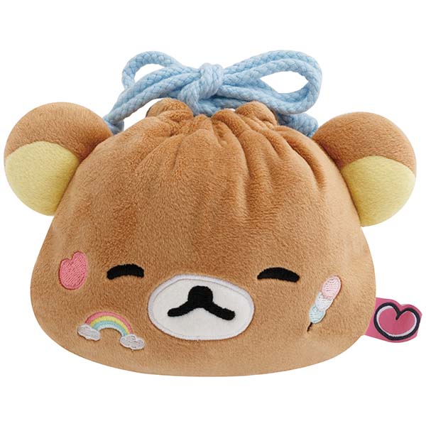 San-X | Rilakkuma Yuru Yuru Poka Poka Plush Drawstring Pouch - Rilakkuma