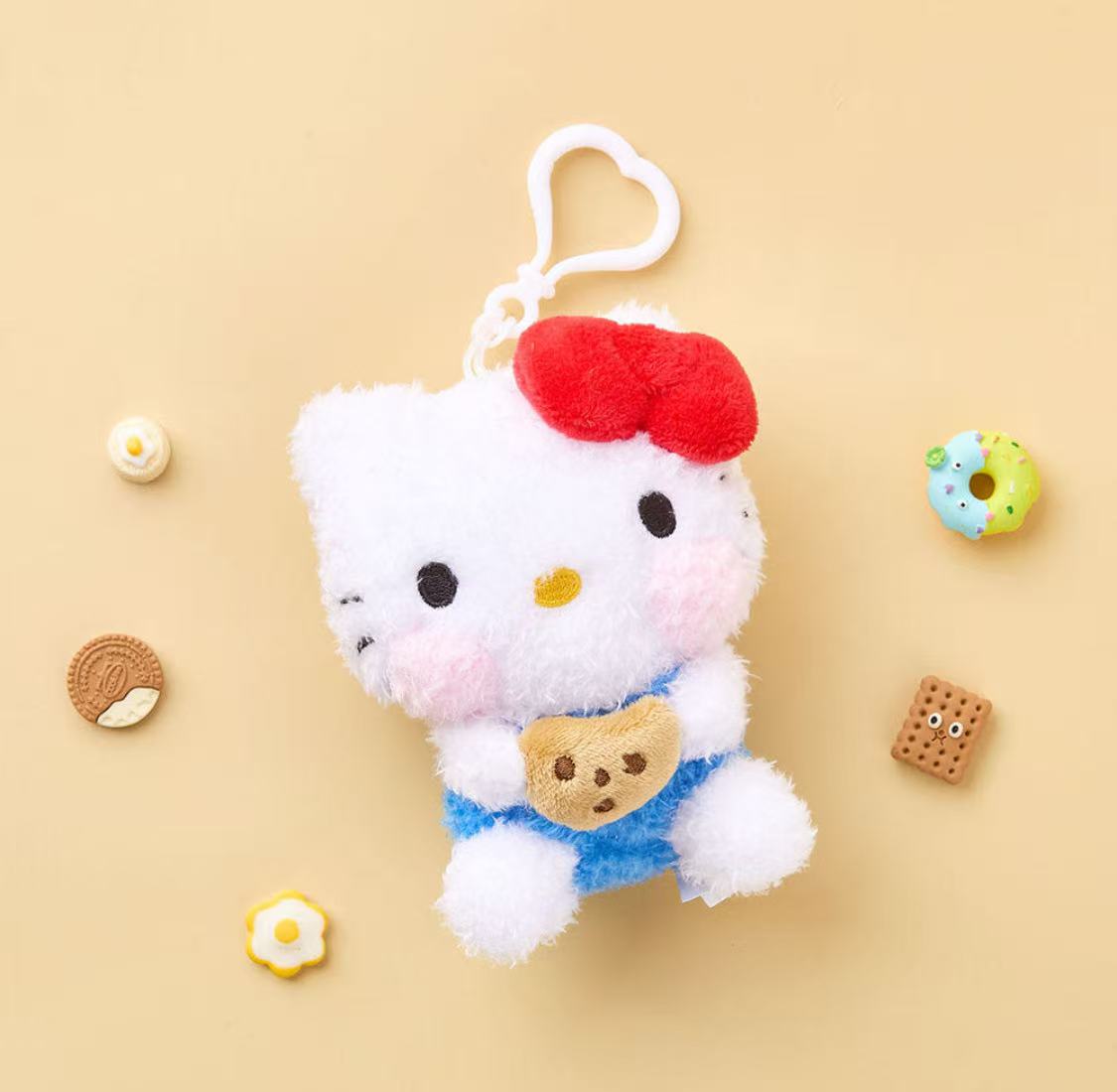 Sanrio Korea | Sanrio Fluffy Curly Hair Biscuit Plush Keychain