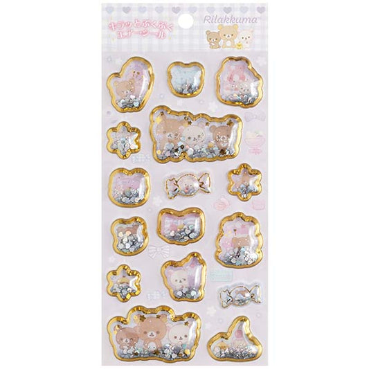 San-X | Rilakkuma Sparkling Bubble Sticker Sheet - Rilakkuma Check