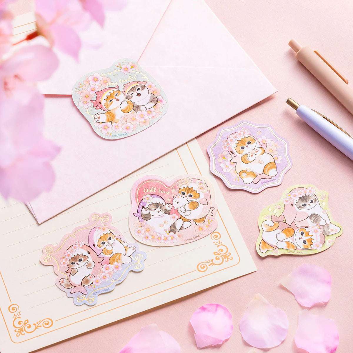 Mofusand | Mofusand Sakura Shark Meow Foil-Stamped Sticker Set (5 Pcs)