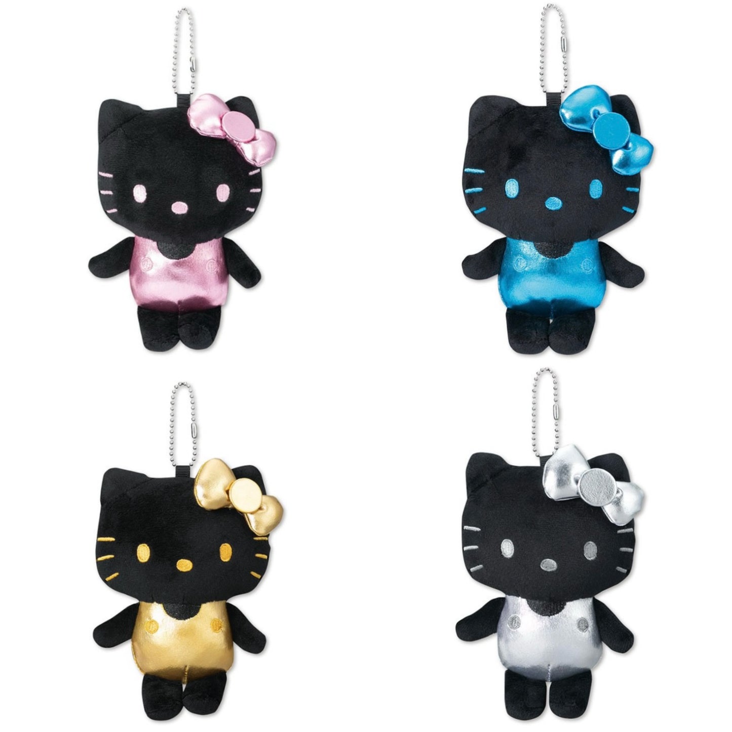 Sanrio Avail | Hello Kitty All Black & Shinny Mascot Charm -Silver